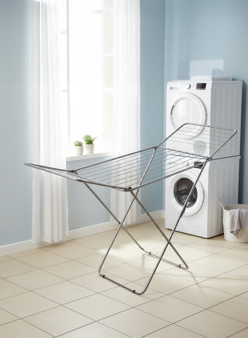 كويزين أرت مجفف ملابس  متر - رف تجفيف قابل للطي بإطار وأرجل فضية - Image 1