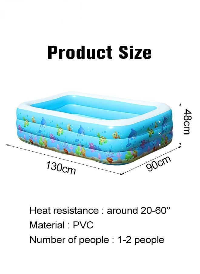 DURKU Rectangle Inflatable Swimming Pool with Marine Animal Print, Thickened Paddling Pool, Safety Bubble Bottom, Durable Family Lounge Pool for Indoor and Outdoor Fun. Great for Entertainment and Activit - Image 4