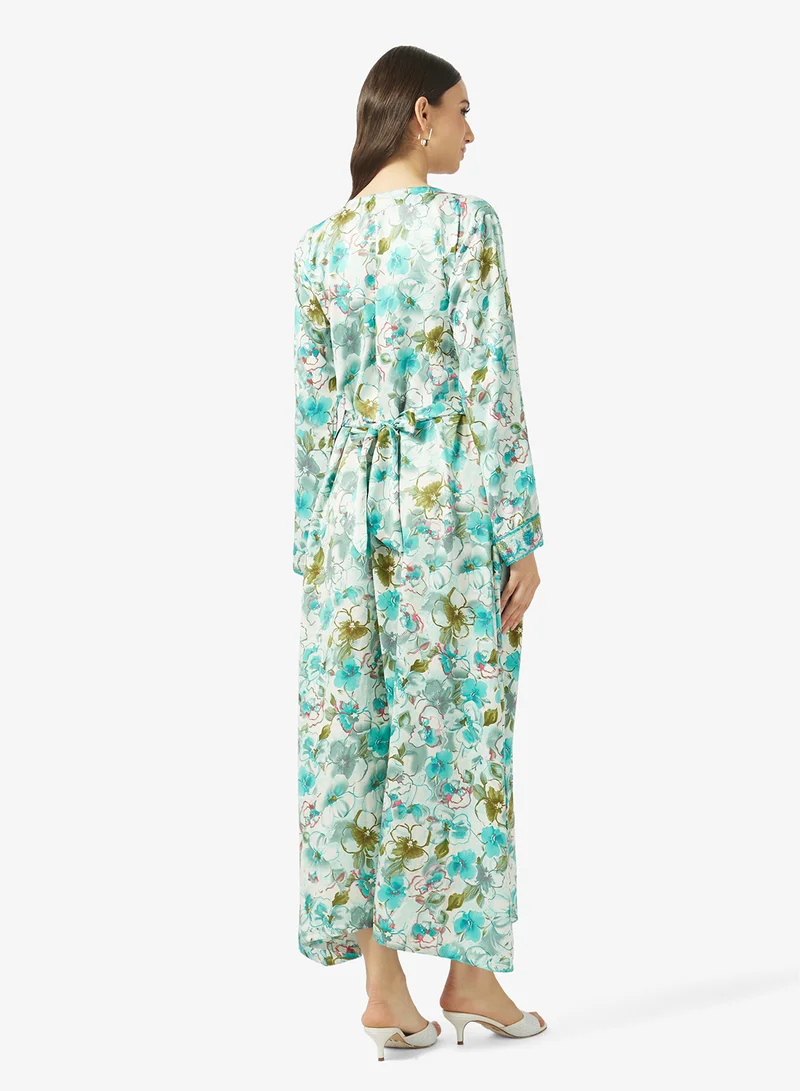 ARABIAN CLOSET Embellished Belted Jalabiya