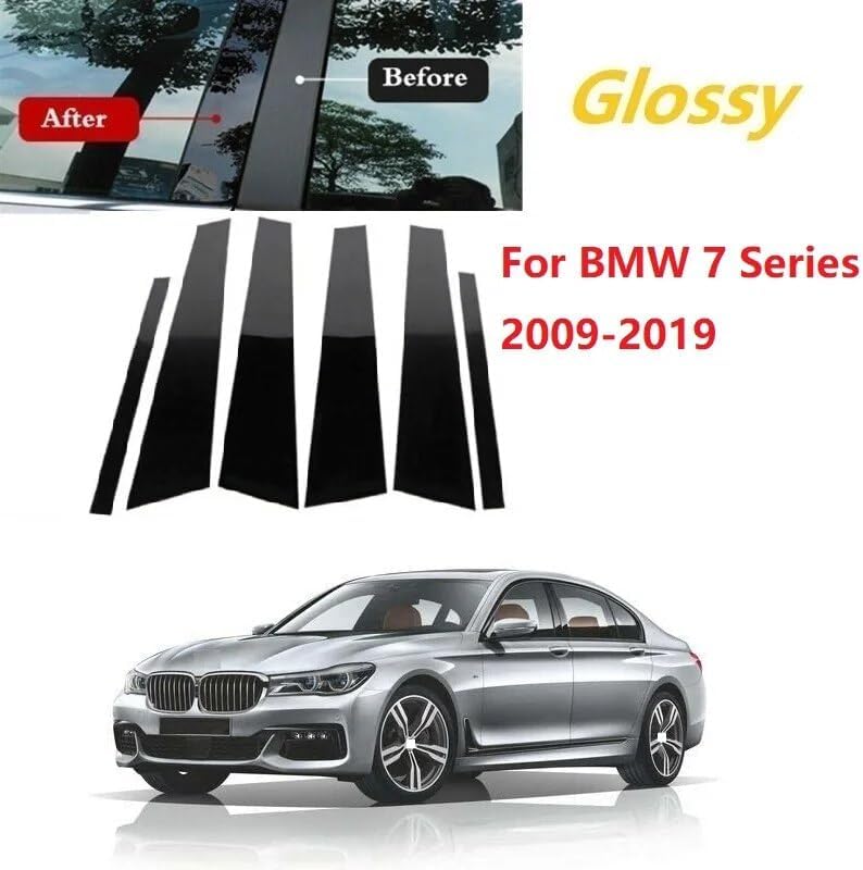 DEMULAX 6PCS Gloss Black Window Trim Cover for BMW 7 Series - Image 3