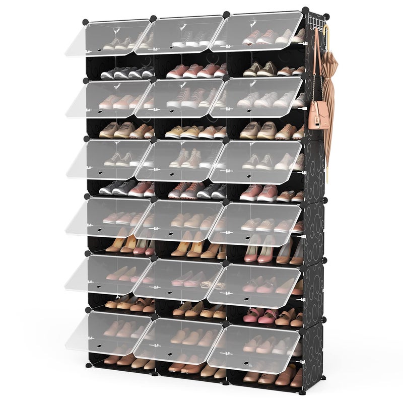 ROJASOP Portable Shoe Rack Organizer 72 Pairs Covered Shoe Rack Shoe Organizer for Closet Entryway 12Tier Shoe Storage Cabinet Space Saver Closed Shoe Organizer Cabinet with Doors