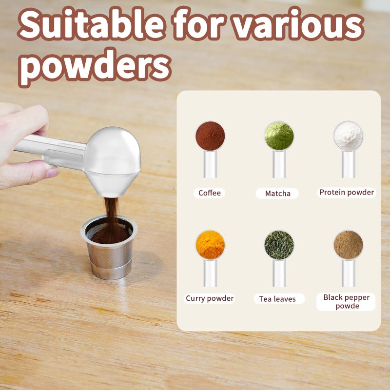 Mudygelay Coffee Scoop with Funnel for Ground Coffee, Protein Powder & Tea, for Reusable K Cup Refiller, 2TBSP Mess-Free, Funnel Design Prevents Spills (Translucent White, 1-Pack) - Image 4