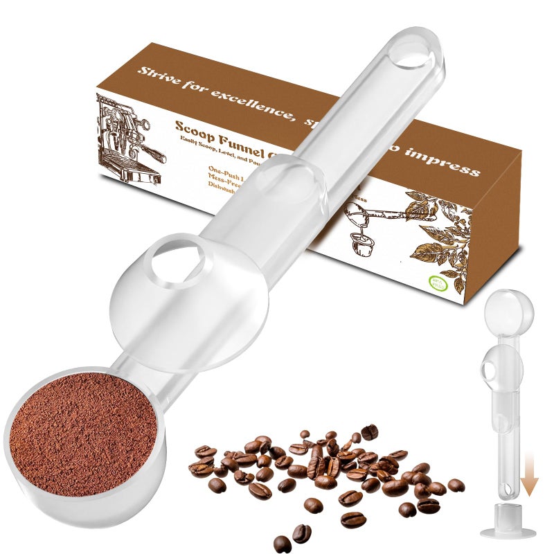 Mudygelay Coffee Scoop with Funnel for Ground Coffee, Protein Powder & Tea, for Reusable K Cup Refiller, 2TBSP Mess-Free, Funnel Design Prevents Spills (Translucent White, 1-Pack) - Image 1