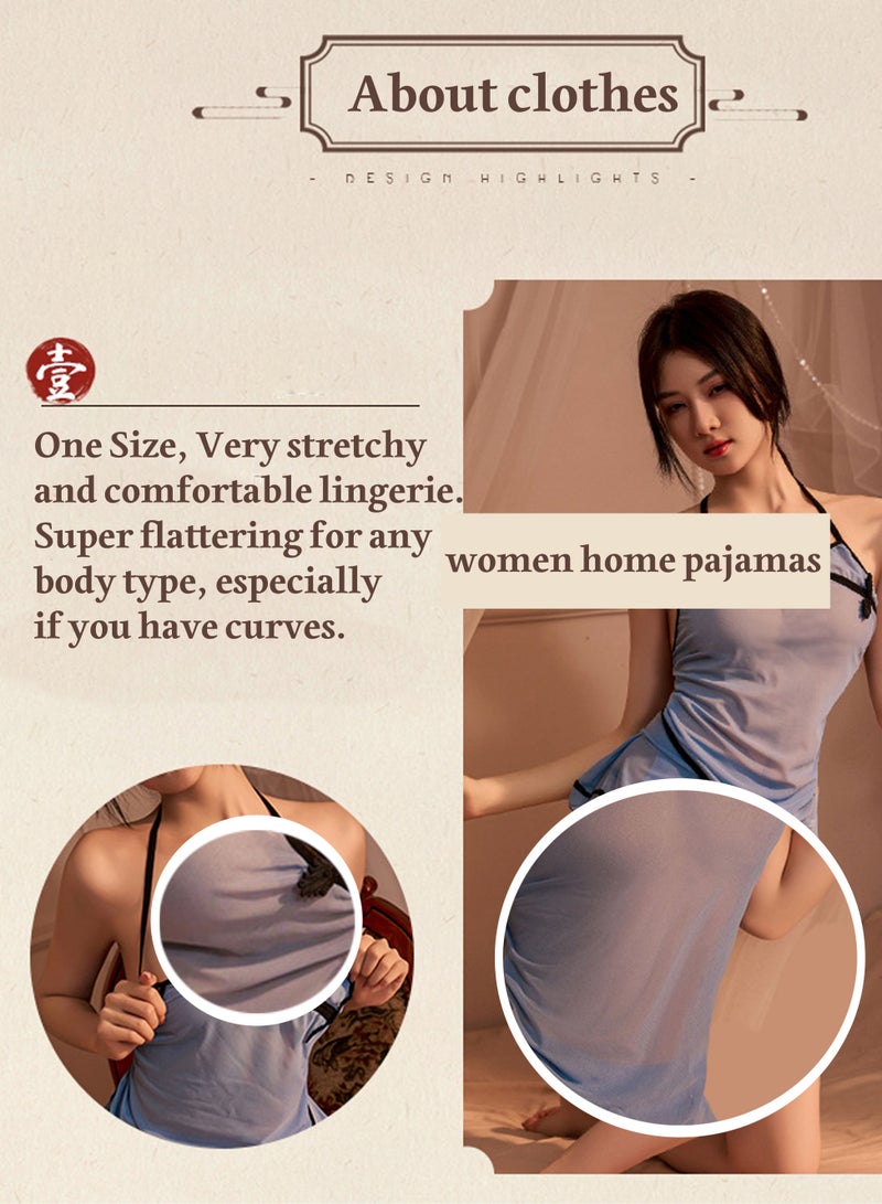 Ocean Sweet family suit, bedroom pajamas and overalls (blue) - Image 4