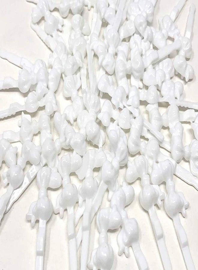 Tara Girls Super Cute Self Hinge Plastic Mulit Design Hair Barrettes Selection. 42 pc white bow shape - Image 2