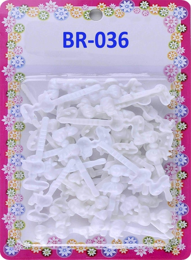 Tara Girls Super Cute Self Hinge Plastic Mulit Design Hair Barrettes Selection. 42 pc white bow shape - Image 1