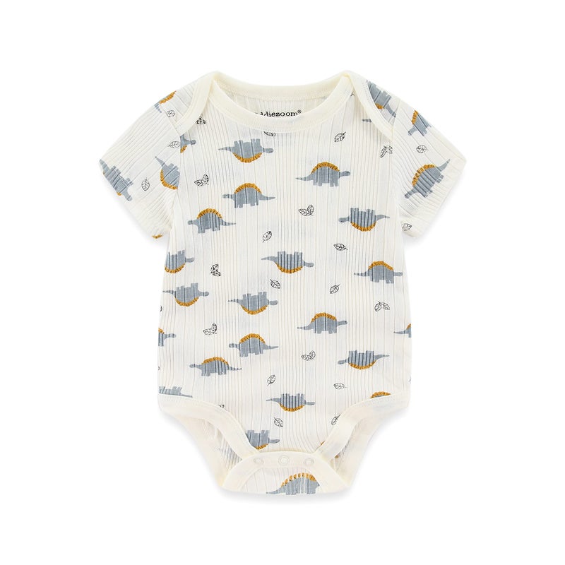 Kiddiezoom Newborn Unisex Cotton Bodysuits 5-Pack Lightblue - Image 3