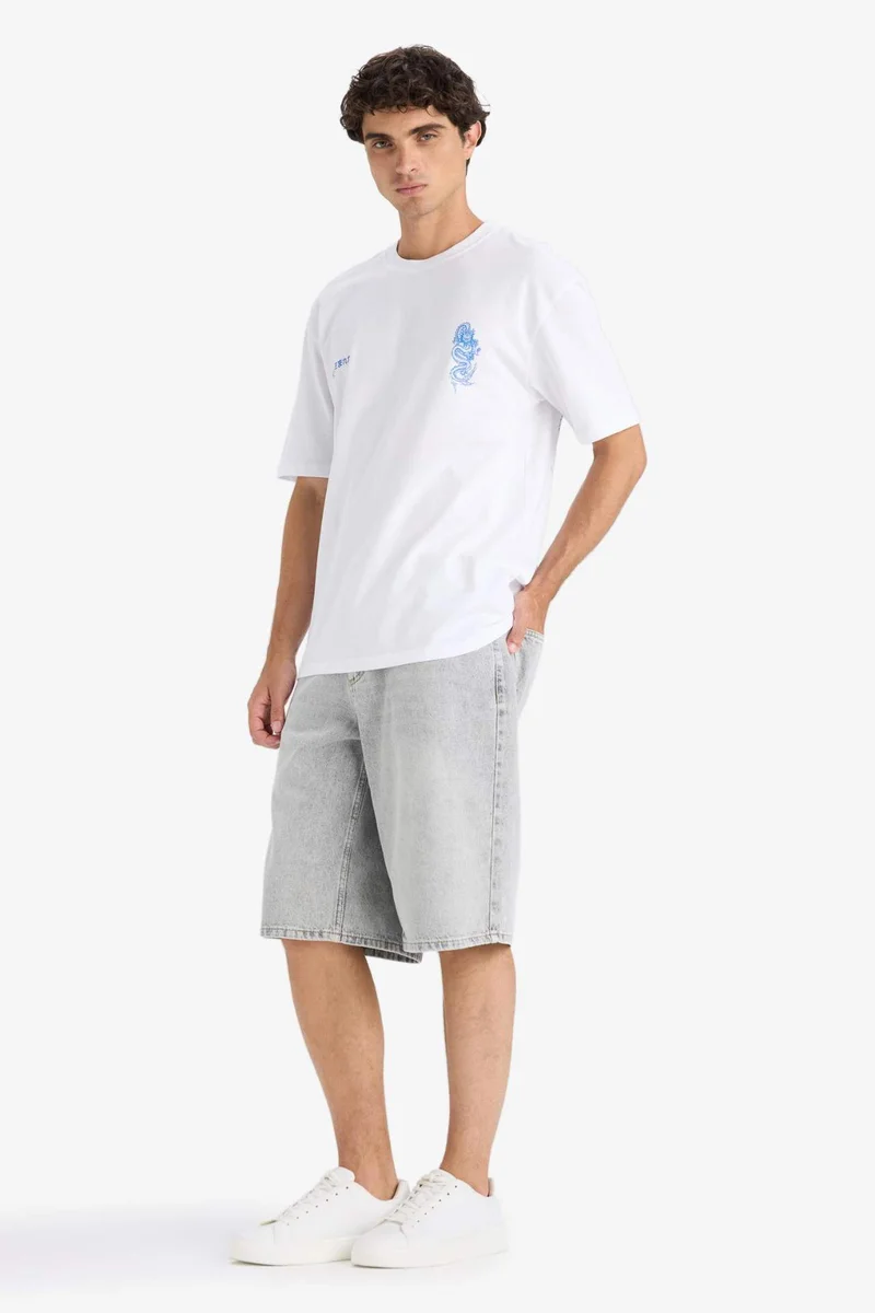 DeFacto Baggy Fit Denim Bermuda Shorts
