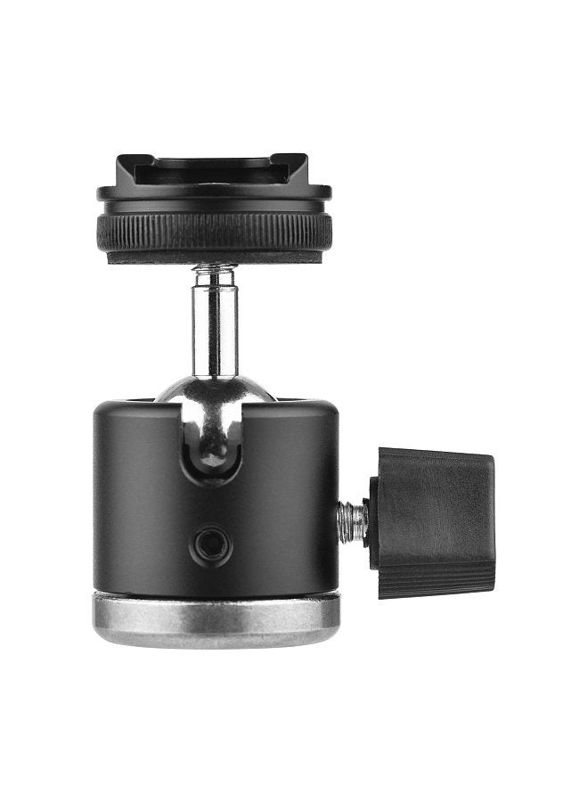 2-in-1 1/4 Screw Cold Shoe Mount Ball Head 360° Rotatable Dual Use Mini Ball Head Aluminum Alloy Ball Head for Camera Phone Holder Tripod Video Light  - Image 4