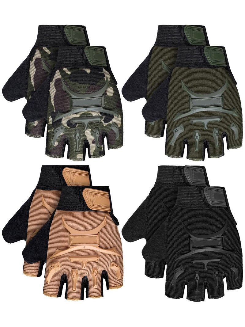 SATINIOR 4 Pairs Kids Half Finger Cycling Sport Gloves(6-8 Years, Cool) - Image 1