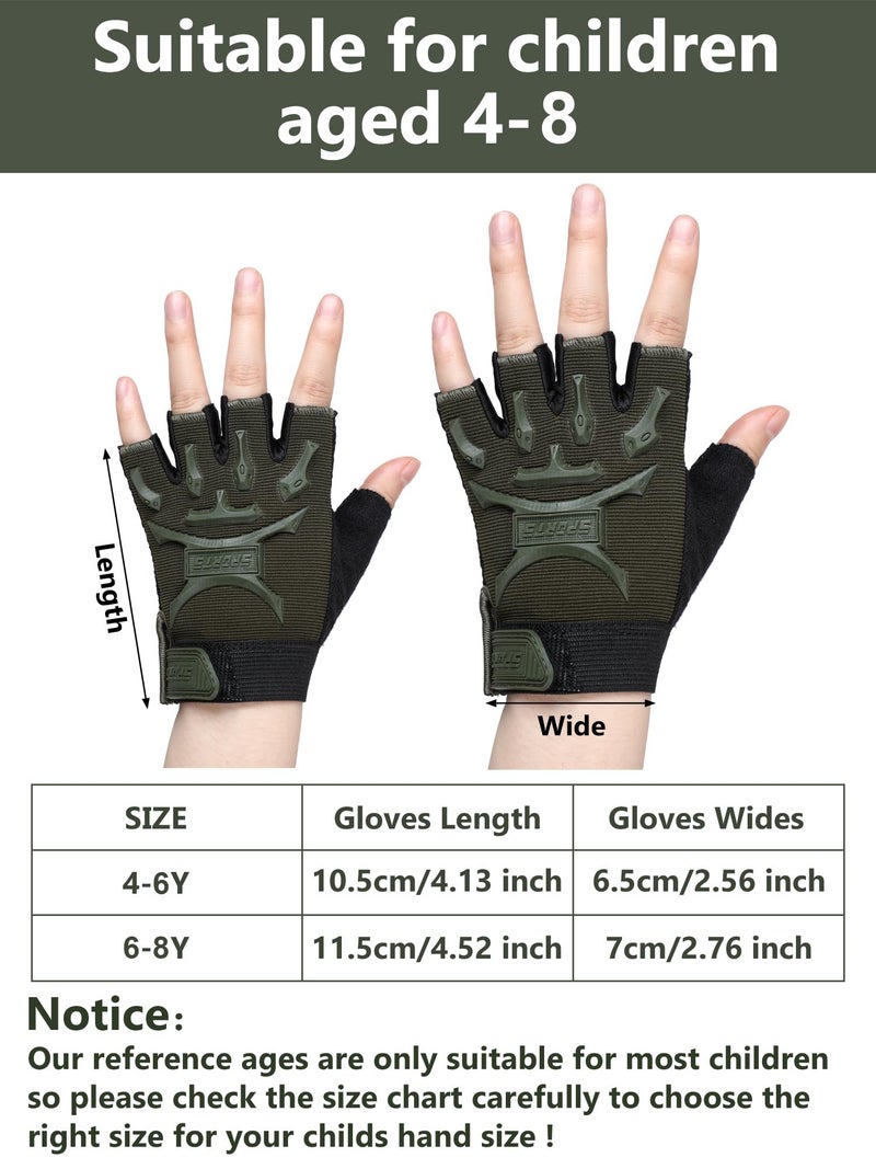 SATINIOR 4 Pairs Kids Half Finger Cycling Sport Gloves(6-8 Years, Cool) - Image 3