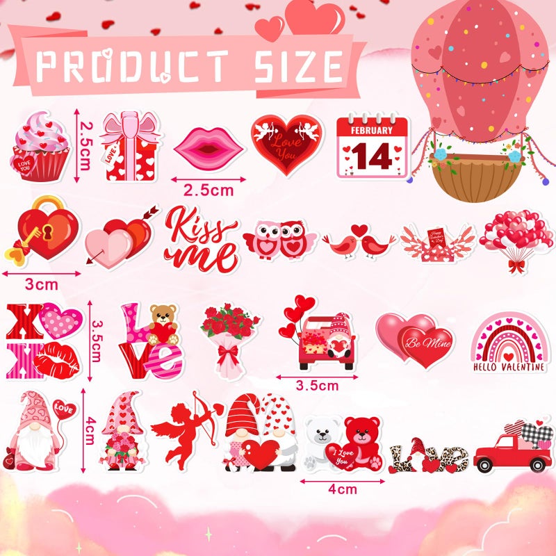 JULBEAR Valentine's Day Foam Sticker, 300Pcs Cartoon Styles Color Printing Heart Self Adhesive Stickers for Kids Party Favors DIY Crafts Decorations - Image 2