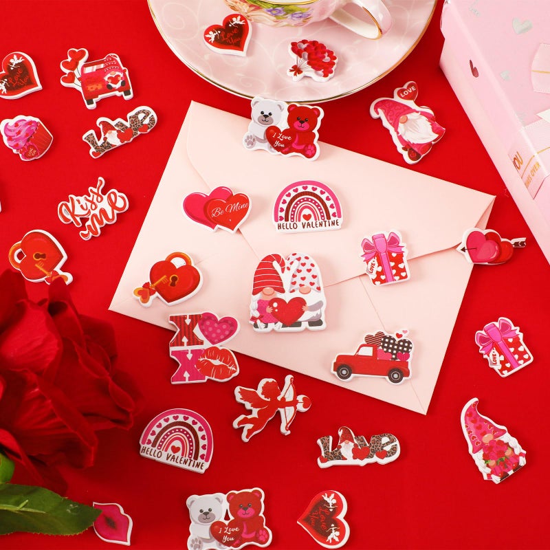 JULBEAR Valentine's Day Foam Sticker, 300Pcs Cartoon Styles Color Printing Heart Self Adhesive Stickers for Kids Party Favors DIY Crafts Decorations - Image 4