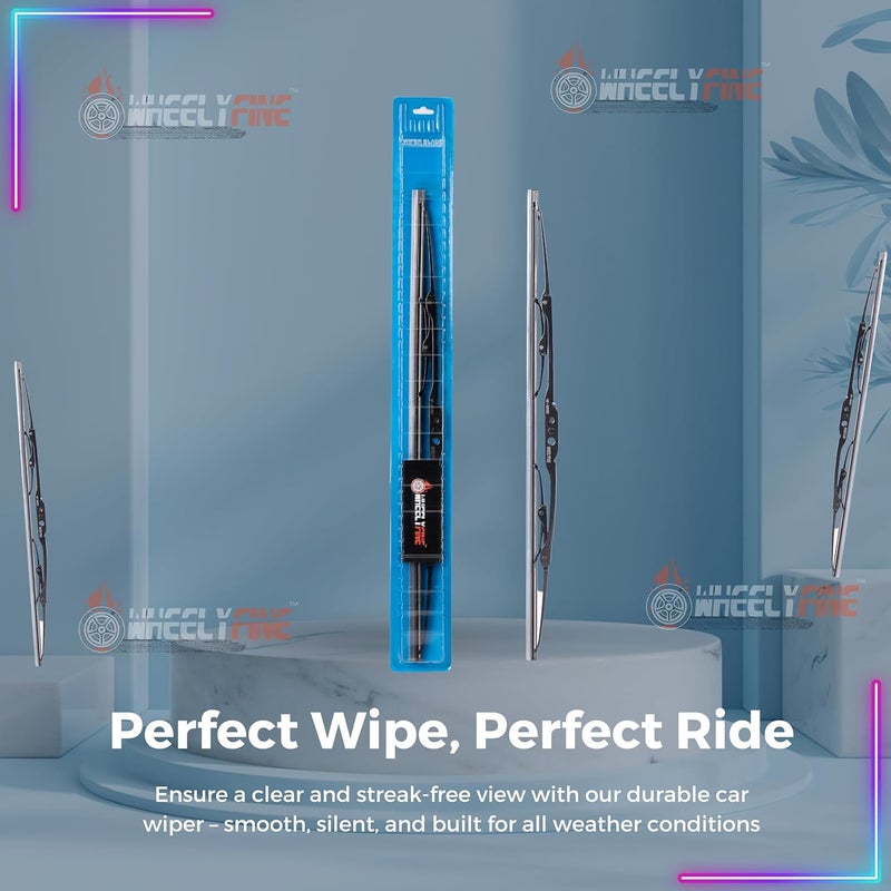Wheelyfine شفاطات السيارة | إطار معدني | شفاطات زجاج أمامي مقاومة للماء | إعادة تعبئة الشفاطات (تويوتا إنوفا كريستا (2016 وما بعدها) د 24"/ب 16") - Image 5