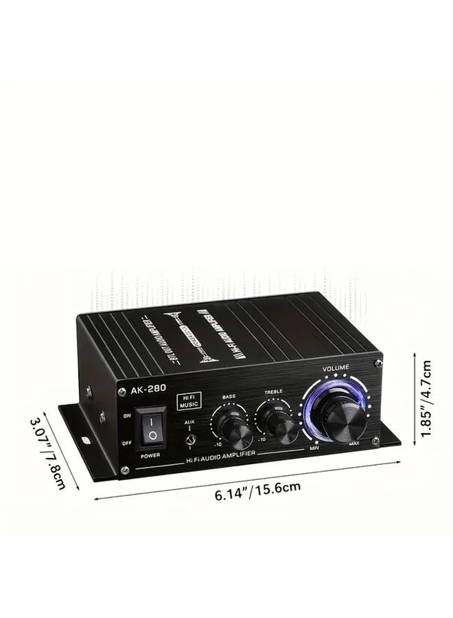 AK 280 600W مضخم صوت ستيريو ميني ثنائي القنوات مع تحكم في البيس والتربل لمكبرات صوت المنزل والكمبيوتر والتلفزيون - Image 2