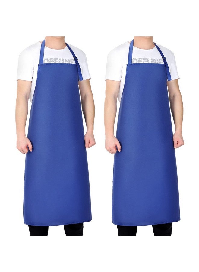 Gotega 2 Pack Waterproof Rubber Vinyl Apron 40" Light Duty Model Chemical Resistant Work Apron Clothes Durable Extra Long Black with Adjustable Bib Apron for Dishwashing Lab Work Butcher Cleaning Fish Blue - Image 1