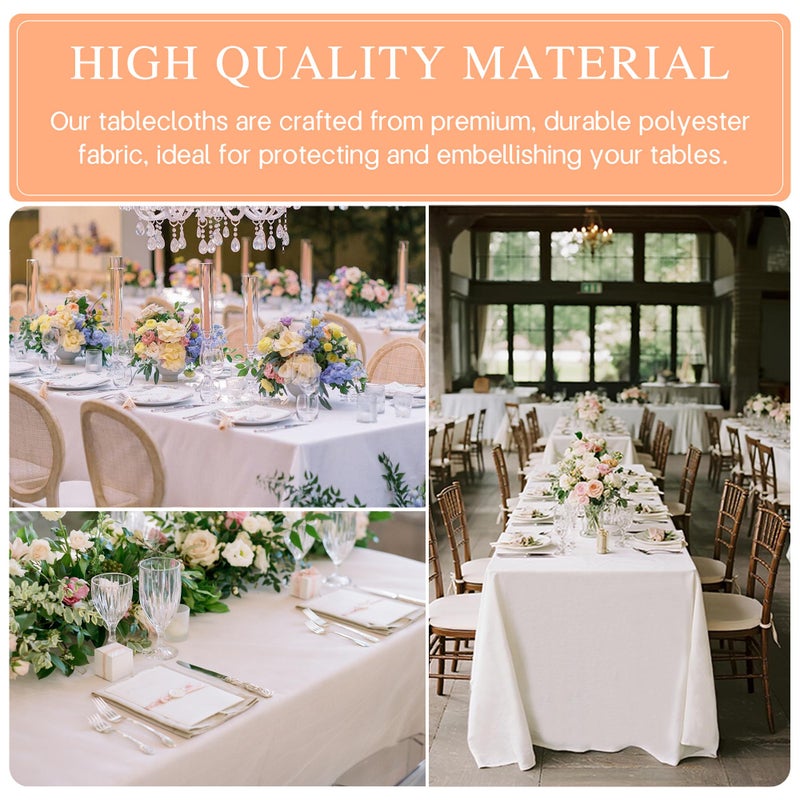 BIGTONE 12 Pack White Rectangle Tablecloth 60 x 102 Inch, Cross Ribbon Packing Reusable Table Clothes for 6 Foot Tables, Wrinkle Resistant Polyester Fabric Table Cover for Wedding, Party, Banquet - Image 3