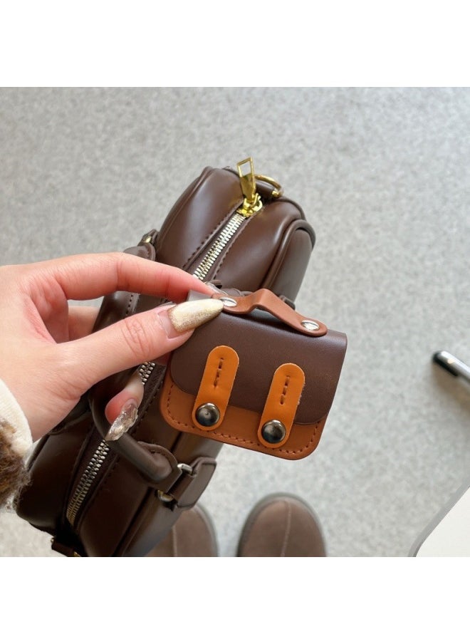 Simple For Apple Earphone Case Bluetooth Headset Pro2 Pink Earphone Case Vermilion AirPods Flip Case Ear-Color:[dark Brown Flip Backpack]-Applicable Models:【Airpods 4】