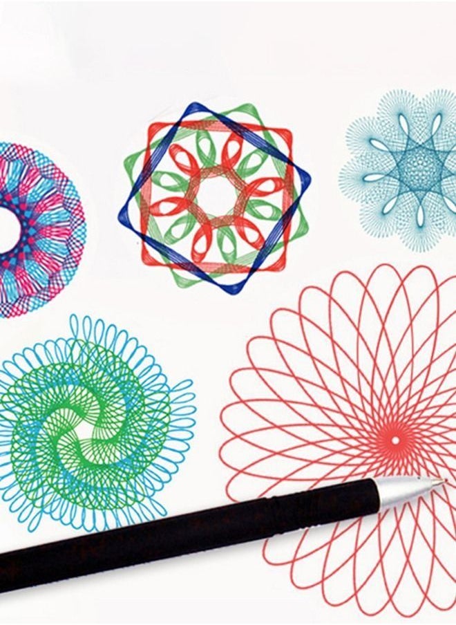 Generic - 27 Pcs Spiral Art Clear Gear Geometric Ruler Spiral Circle Template for Drawing Plastic Template Ruler Drawing Toys Spiral Curve Stencils with Pens Paper for Drawing DIY Art Crafts Sketch Creation - Image 1
