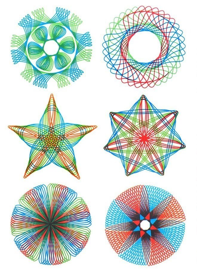 Generic - 27 Pcs Spiral Art Clear Gear Geometric Ruler Spiral Circle Template for Drawing Plastic Template Ruler Drawing Toys Spiral Curve Stencils with Pens Paper for Drawing DIY Art Crafts Sketch Creation - Image 1