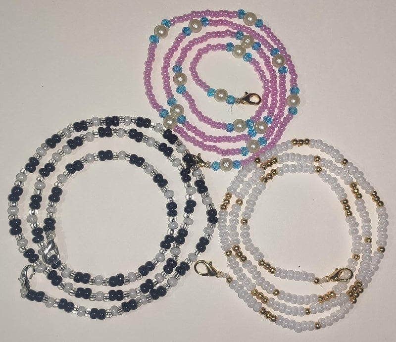 FEMEO superb looking Face Mask Glass Beaded Lanyards With Box Mask Necklace Holders Eyeglass Beaded Chains Stylish Mask Lanyard Anti-Lost Strap for Women Men Kids 23 inch (SET OF 3) - Image 1