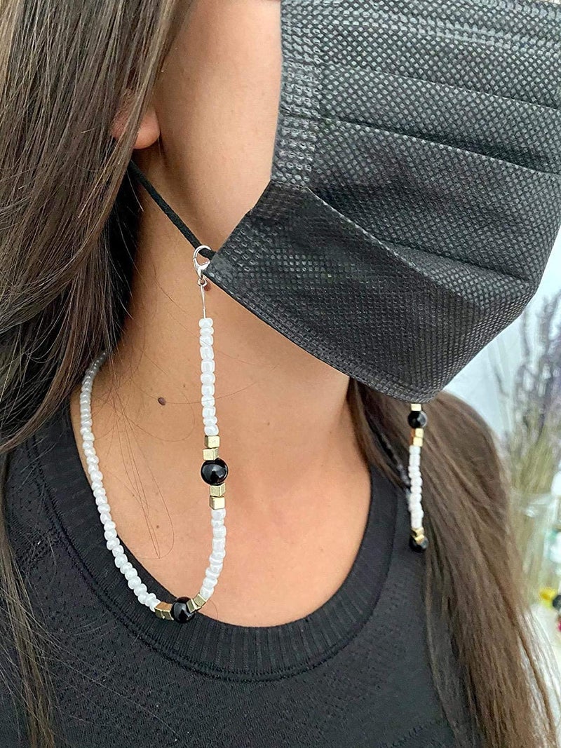 FEMEO superb looking Face Mask Glass Beaded Lanyards With Box Mask Necklace Holders Eyeglass Beaded Chains Stylish Mask Lanyard Anti-Lost Strap for Women Men Kids 23 inch (SET OF 3) - Image 2