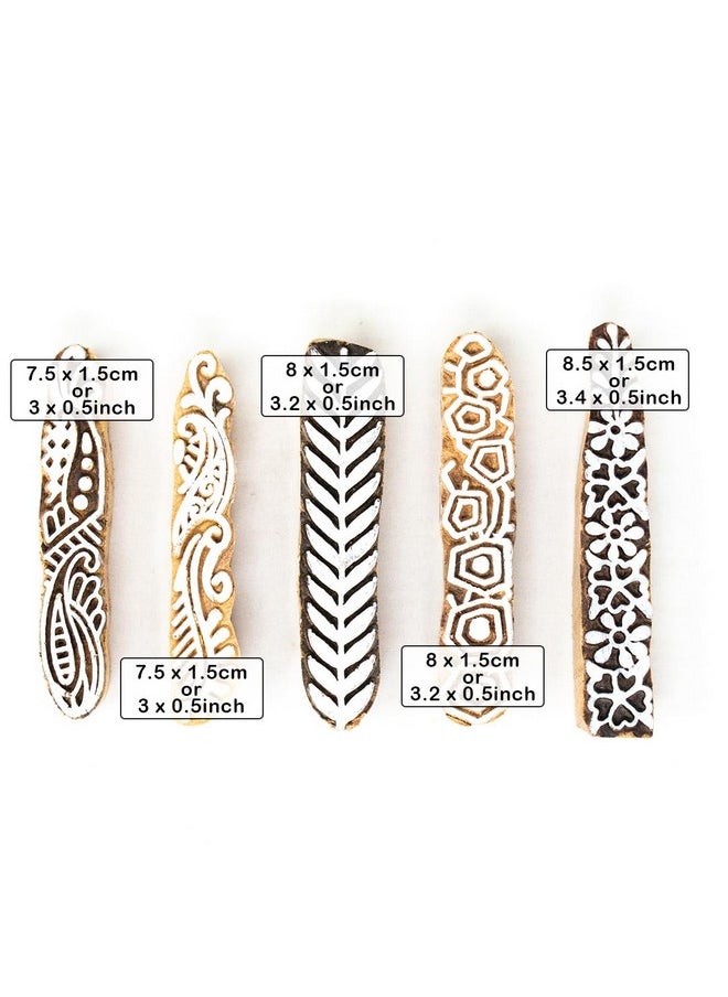 Hashcart Hashcart | Set of 5 | Wooden Stamp Block, Printing Stamp Design Set | Block for Printing Saree Border | Dresses, Craft Card Making, Scrapbook, Clay Pottery  - Image 4