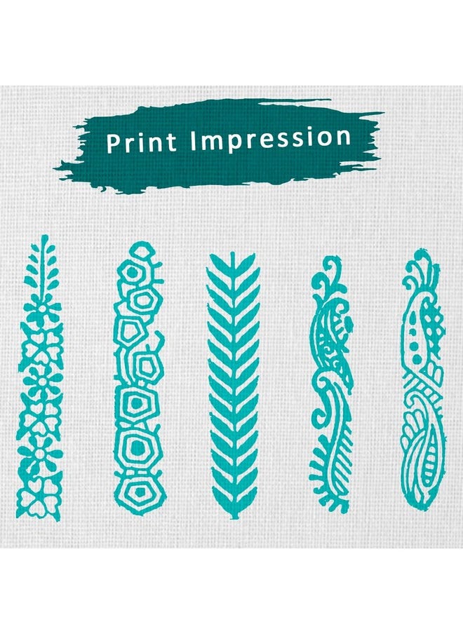 Hashcart Hashcart | Set of 5 | Wooden Stamp Block, Printing Stamp Design Set | Block for Printing Saree Border | Dresses, Craft Card Making, Scrapbook, Clay Pottery  - Image 3