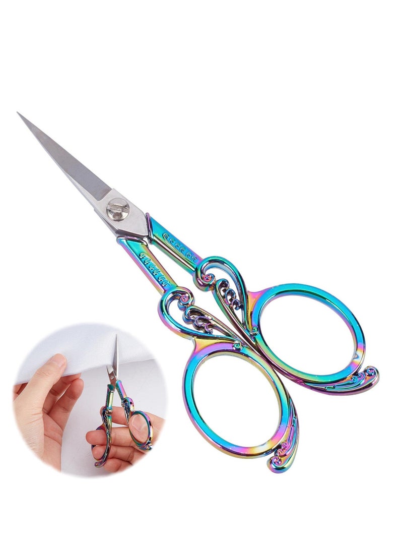 Captaintech Embroidery Sewing Scissors Detail Shears Vintage Sharp Tip Scissor Stainless Steel Scissors for Cutting Fabric Craft Knitting Threading Needlework Artwork Handicraft DIY Tool - Image 1