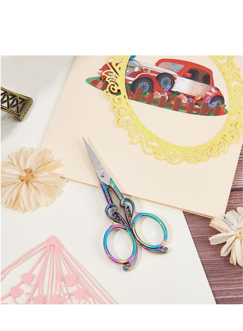 Captaintech Embroidery Sewing Scissors Detail Shears Vintage Sharp Tip Scissor Stainless Steel Scissors for Cutting Fabric Craft Knitting Threading Needlework Artwork Handicraft DIY Tool - Image 5