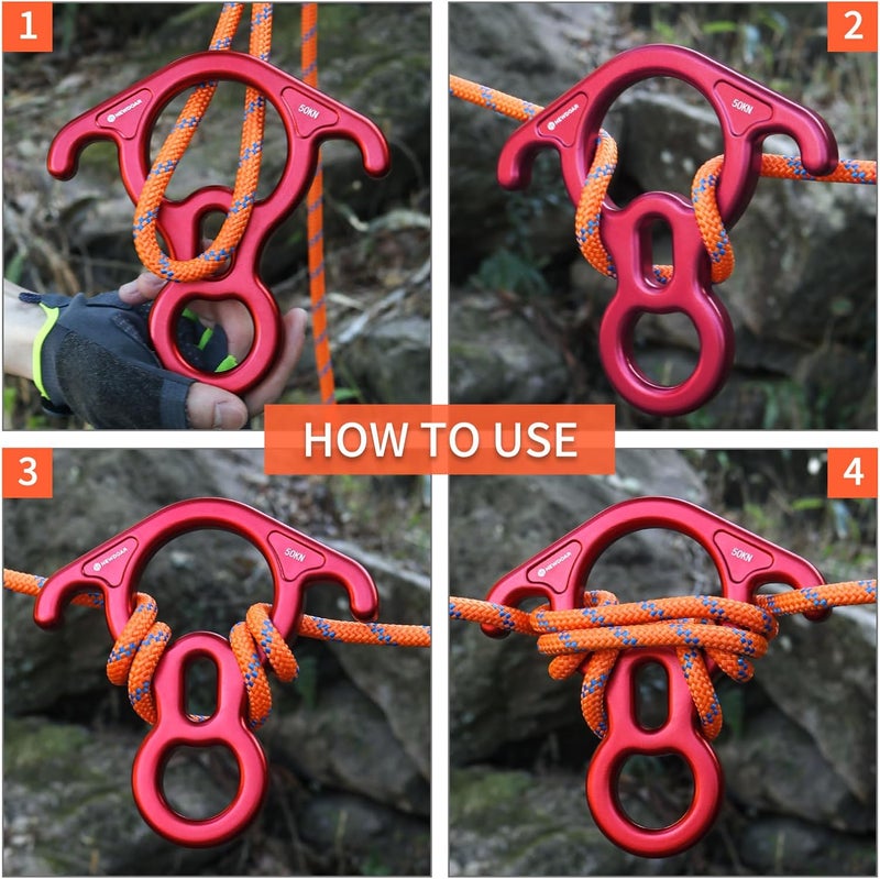Newdoar 50KN 11000 LBF Rescue Figure,8 Descender Large Bent-Ear Belaying and Rappelling Gear Belay Device for Rock Climbing, Aerial Dance,Ziplining and Peak Rescue 7075 Aluminum Alloy - Image 3