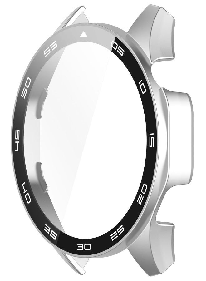 HUAWEI WATCH GT 4 46mm Case with 9H Tempered Glass Screen Protector, Unique Design Hard PC Waterproof Cover, Touch Sensitive Full Coverage Accessories with Scale for Huawei Watch GT4 46mm （Sliver) - Image 4
