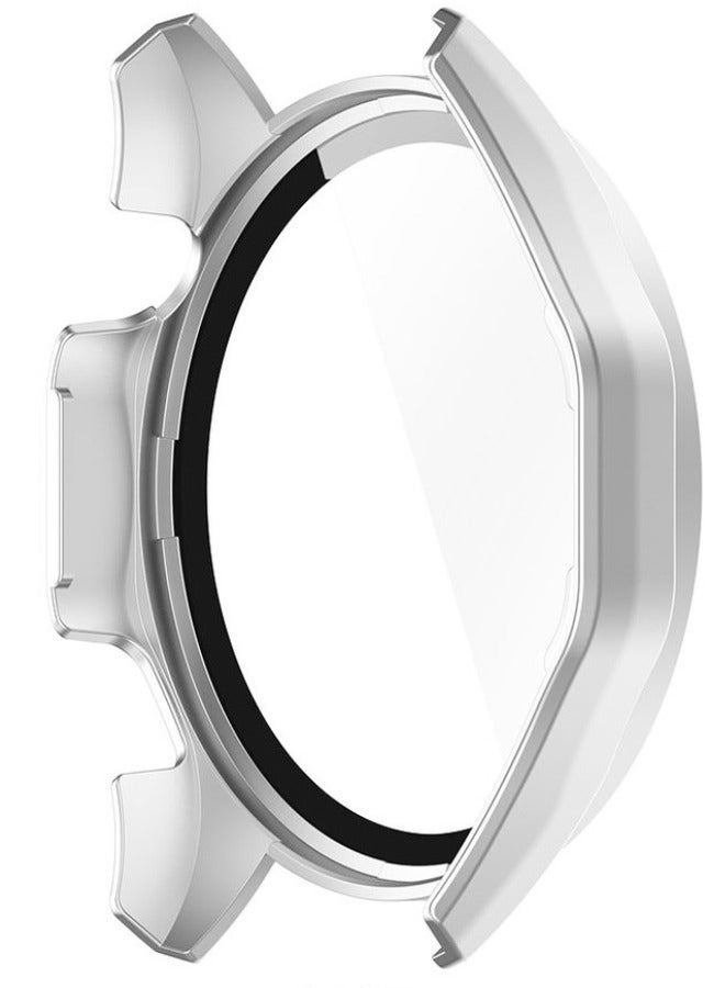 HUAWEI WATCH GT 4 46mm Case with 9H Tempered Glass Screen Protector, Unique Design Hard PC Waterproof Cover, Touch Sensitive Full Coverage Accessories with Scale for Huawei Watch GT4 46mm （Sliver) - Image 5