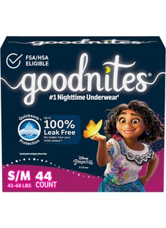GoodNites Goodnites Nighttime Bedwetting Underwear, Girls' S/M (43-68 lb.), 44 Ct 