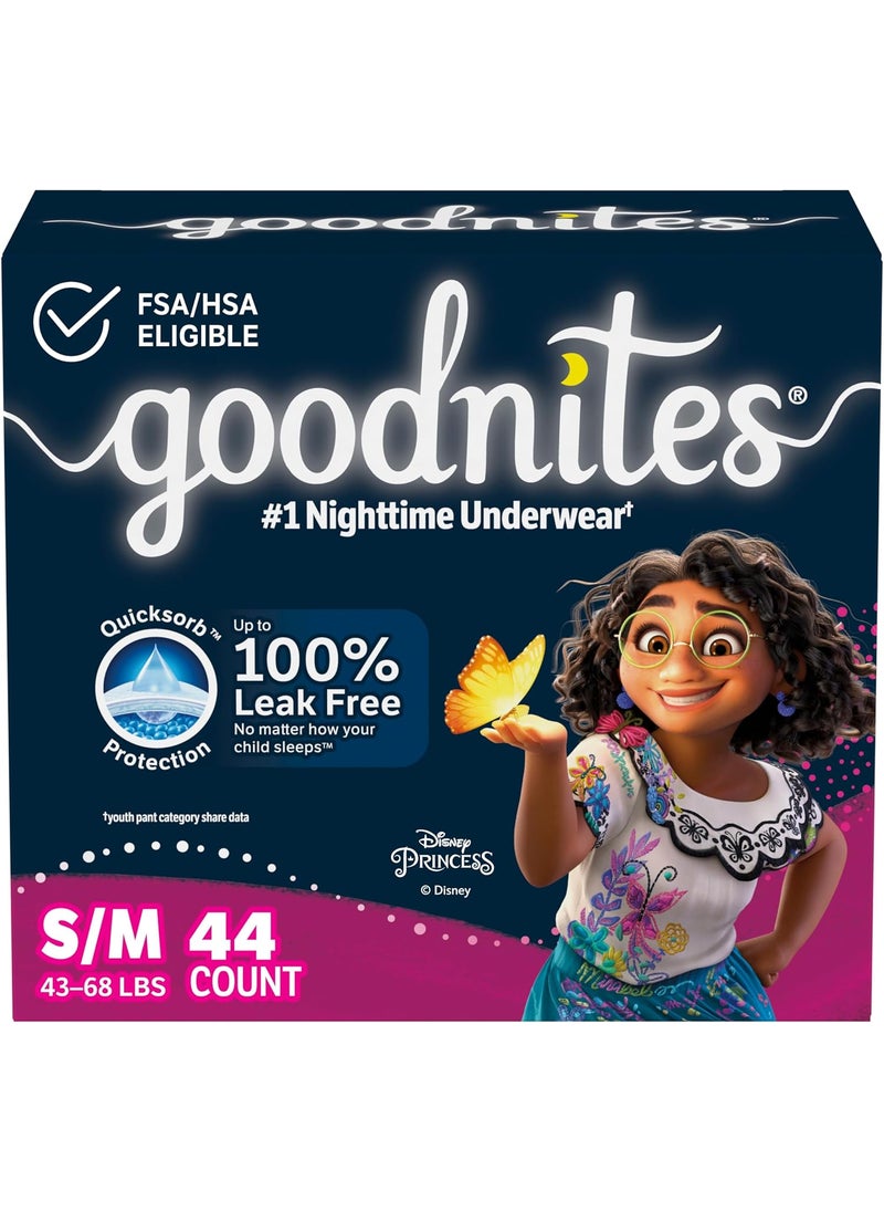GoodNites Goodnites Nighttime Bedwetting Underwear, Girls' S/M (43-68 lb.), 44 Ct 