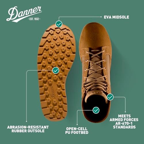 Danner أحذية دانيير تاكيون التكتيكية 8 بوصة للرجال - خفيفة الوزن وجفاف سريع مع مقدمة مقاومة للاحتكاك، وسطح مريح، ونعل خارجي غير قابل للانزلاق، كايوتي - 10 EE - Image 4