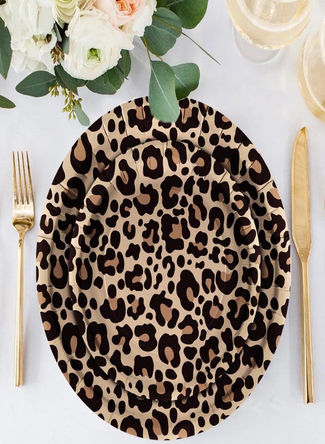 LeZakaa 25Pcs Party Paper Plates - Brown Leopard Print Design Disposable Plates Decorative Tableware Supplies Table Decor for Birthday, Theme Holiday Party - 7 Inch - Image 2
