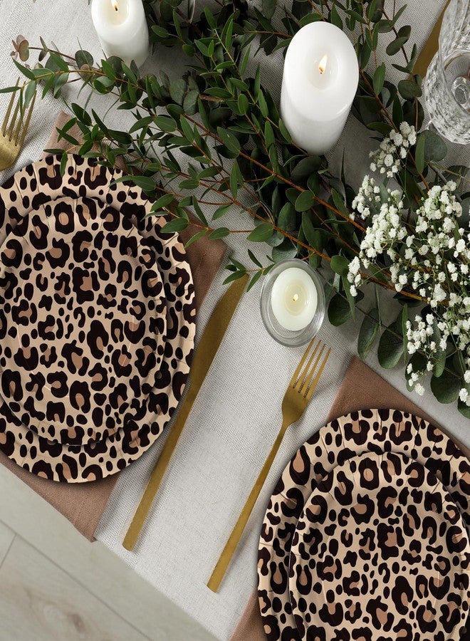 LeZakaa 25Pcs Party Paper Plates - Brown Leopard Print Design Disposable Plates Decorative Tableware Supplies Table Decor for Birthday, Theme Holiday Party - 7 Inch - Image 3
