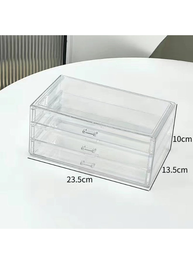 Soofam Acrylic Jewelry Box 3 Drawers, Velvet Jewelry Organizer, Earrings Necklace Bracelet Display Box for Ladies, Girls - Image 4