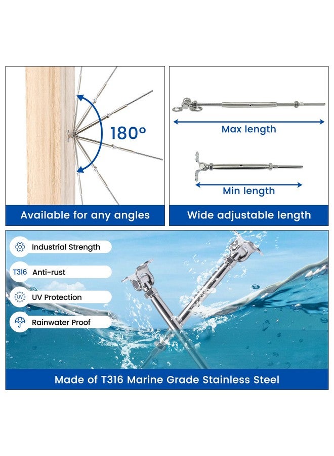 Muzata 10 Pairs 1/8" Cable Railing Hardware Kit Swage Toggle Turnbuckle for Wood Post T316 Stainless Steel Deck Cable Railing System Angle 180° Adjustable Stairs 20 Pack CK07 - Image 2