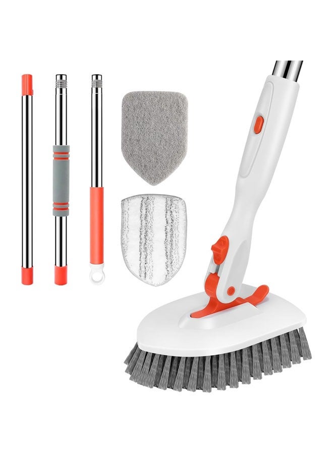 Hihonor Floor Scrub Brush, 3-In-1 Tile Tub Floor Scrubber with 52-inch Adjustable Long Handle, Shower Cleaner Brush and 3 Detachable Replacement Brush Heads for Cleaning Bathroom, Kitchen, Walls, Tub, Tile - Image 1