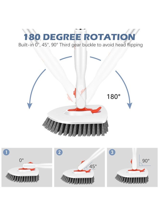 Hihonor Floor Scrub Brush, 3-In-1 Tile Tub Floor Scrubber with 52-inch Adjustable Long Handle, Shower Cleaner Brush and 3 Detachable Replacement Brush Heads for Cleaning Bathroom, Kitchen, Walls, Tub, Tile - Image 2