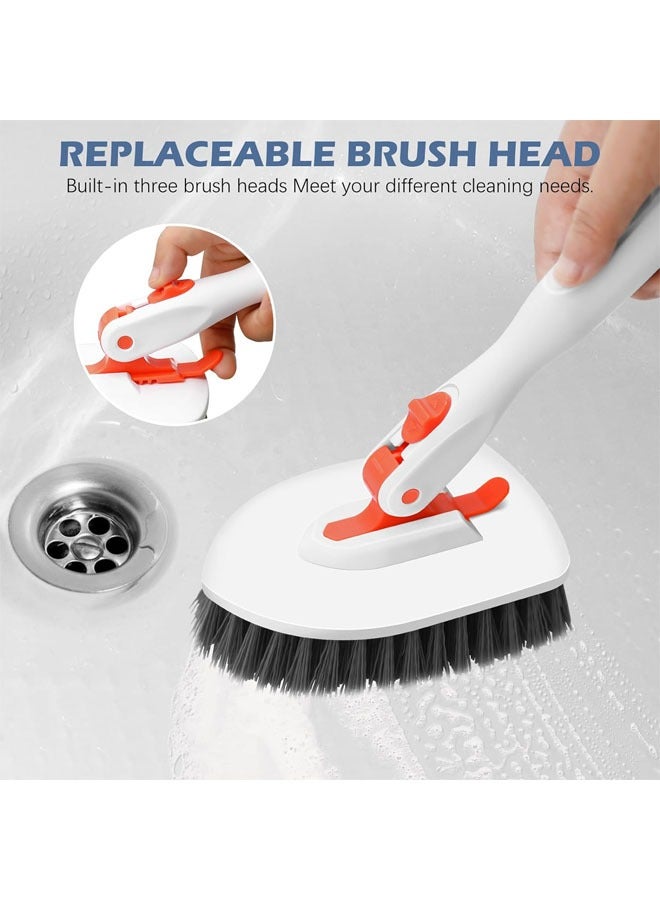 Hihonor Floor Scrub Brush, 3-In-1 Tile Tub Floor Scrubber with 52-inch Adjustable Long Handle, Shower Cleaner Brush and 3 Detachable Replacement Brush Heads for Cleaning Bathroom, Kitchen, Walls, Tub, Tile - Image 3