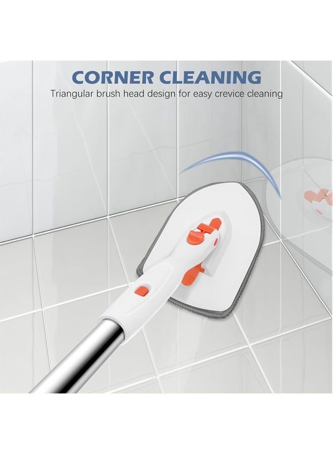 Hihonor Floor Scrub Brush, 3-In-1 Tile Tub Floor Scrubber with 52-inch Adjustable Long Handle, Shower Cleaner Brush and 3 Detachable Replacement Brush Heads for Cleaning Bathroom, Kitchen, Walls, Tub, Tile - Image 4