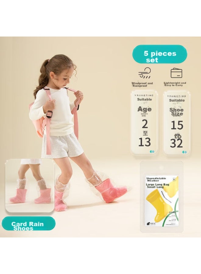 Sometimes Light Disposable Rain Shoe Covers Card Compressed Long Thin Travel Outdoor Beach Rain Boot Covers Children's Style 5 Pairs - Image 1