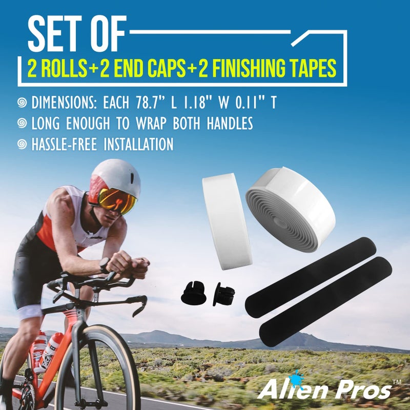 ALIEN PROS Bike Handlebar Tape EVA (Set of 2) White - Enhance Your Bike Grip with These Bicycle Handle bar Tape - Wrap Your Bike for an Awesome Comfortable Ride (Set of 2, White) - Image 4