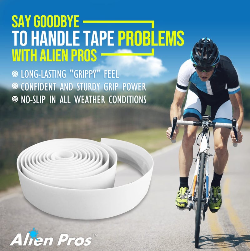 ALIEN PROS Bike Handlebar Tape EVA (Set of 2) White - Enhance Your Bike Grip with These Bicycle Handle bar Tape - Wrap Your Bike for an Awesome Comfortable Ride (Set of 2, White) - Image 3