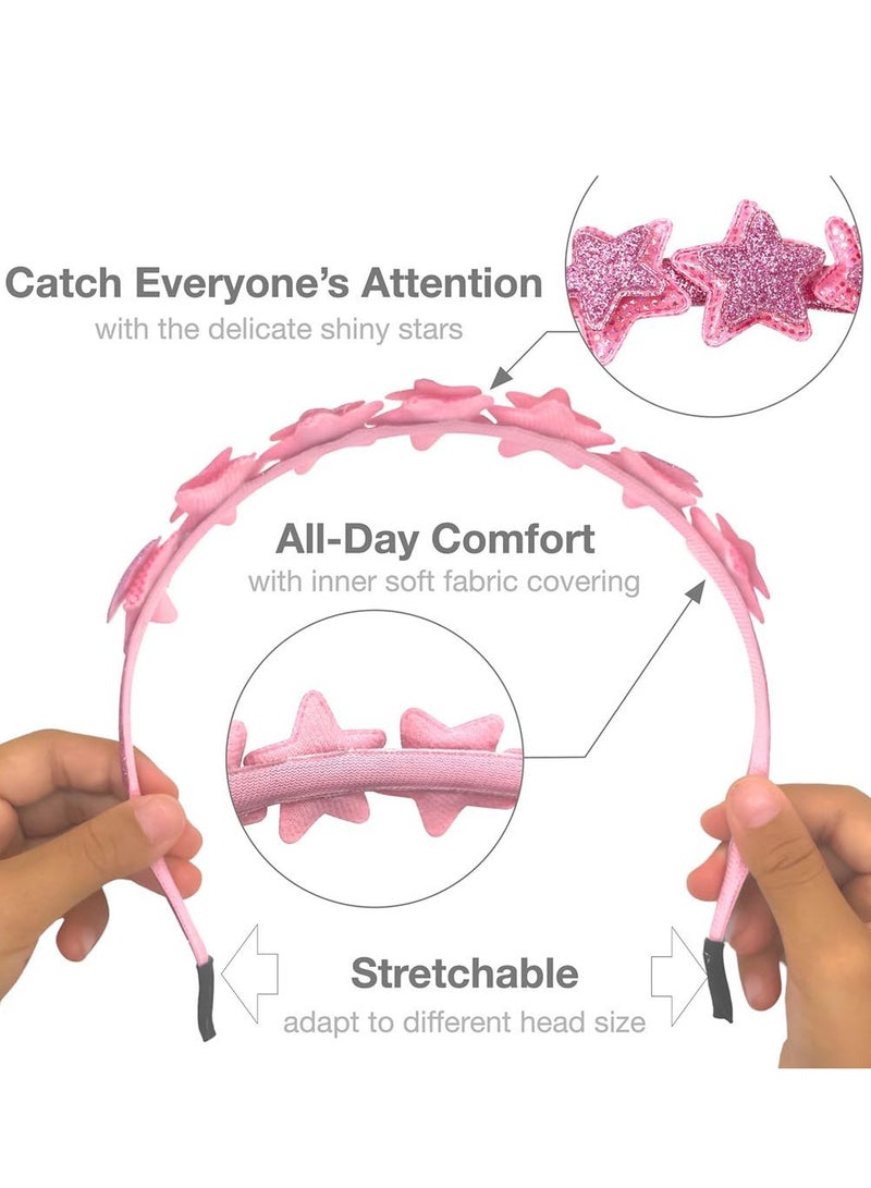 إسكدنيا عصابات رأس لامعة للبنات، عبوة من 3 عصابات رأس فضية وردية اللون وإكسسوارات شعر للبنات الصغيرات، عصابات رأس لطيفة للأطفال الصغار وعصابات شعر لامعة للأطفال والمراهقين والنساء - Image 5