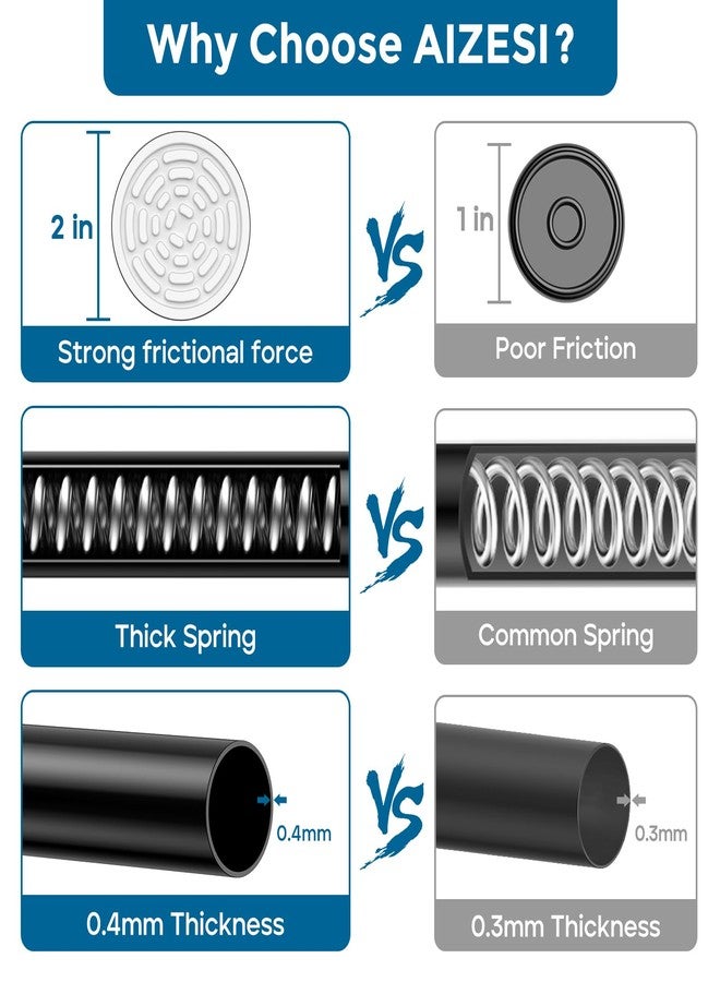 AIZESI 2Pack Spring Tension Rod 32-64 Inch Tension Curtain Rods Adjustable Black Shower Rod No Drilling for Window, Doorway, Closet, Bathroom, Kitchen - Image 4