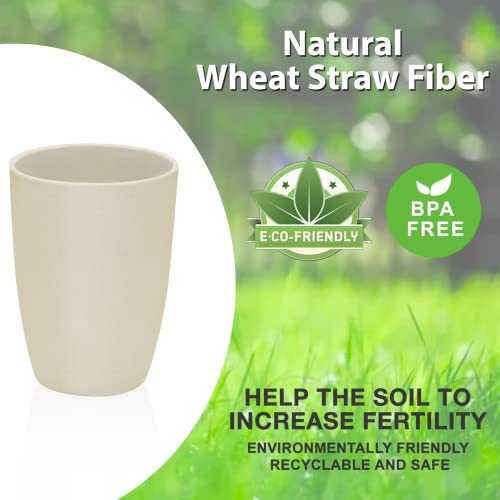 Mfacoy Wheat Straw Cups Set of 6, 12 oz Unbreakable Drinking, Reusable, Stackable Tumbler, Colourful Water Cup Set for Kitchen, BPA Free, Dishwasher & Microwave Safe, with 6 Colors Cups - Image 2